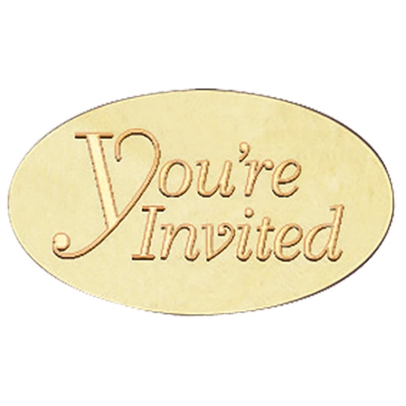 PaperDirect Gold You're Invited Embossed Oval Foil Seals, 30 Count - Image 1